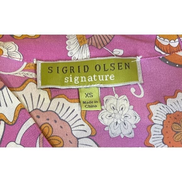 Sigrid Olsen Pink Floral Silk Tunic NWT XS - Picture 4 of 7